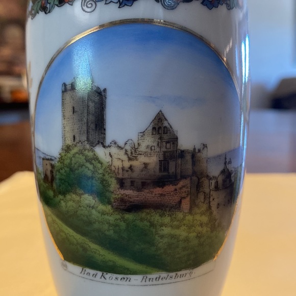Antique vintage souvenir piece small vase Bad Kosen Rudelsburg written on front - Picture 2 of 15